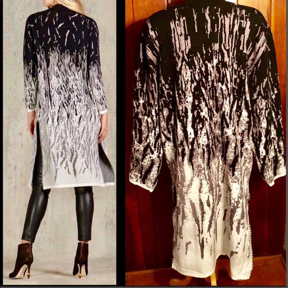 PLUS BLACK/WHITE OMBRE CARDIGAN - Picture 4 of 7